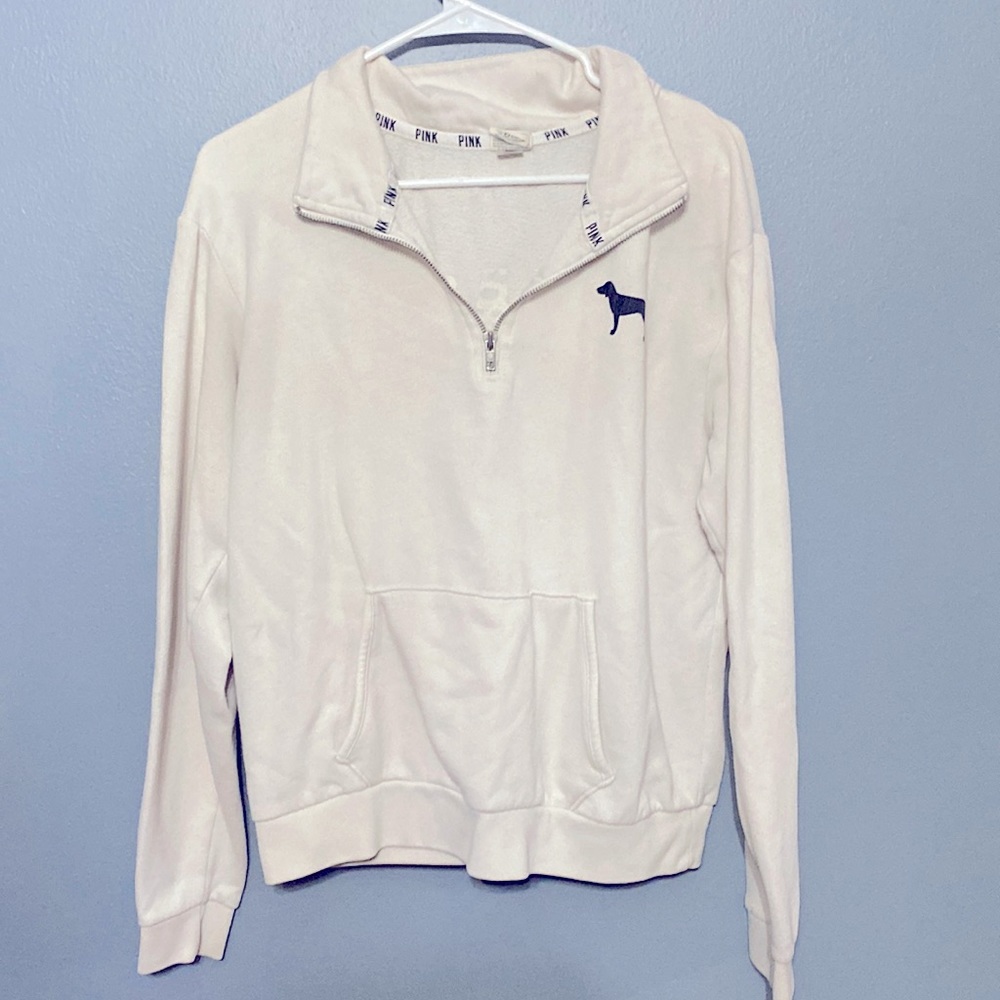 Size small PINK white 1/4 zip long sleeve.